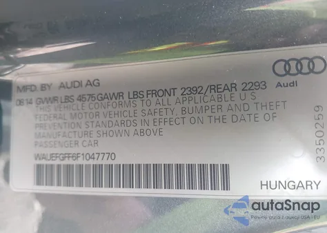 2015 Audi A3 2.0T Premium из США, поврежденный, VIN WAUEFGFF6F1047770